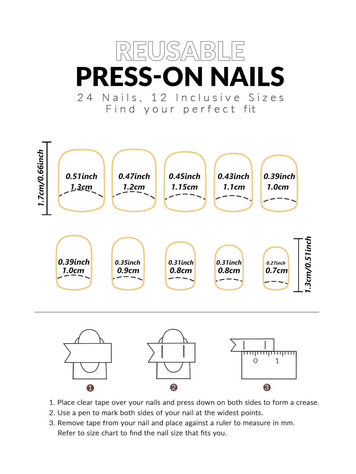 ARTAUG 24PCS Press On Nails Medium White Square Press On Nails Sweet Press On Nails Korean Press On Nails