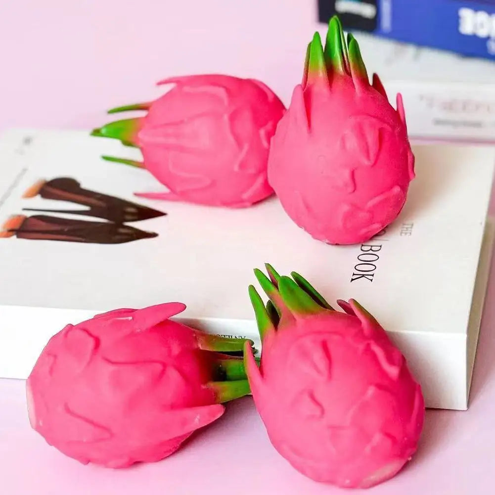 Dragon Fruit Squish Ball Gift Squishy Squeeze Stress Reliever Fidget Sensory Toy Simulation Fruit Food, Squeeze Balls For Kids