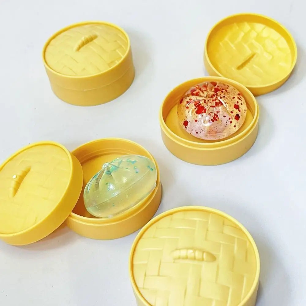 Soft Cute Mini Dumplings Squishy Food Shape With Steamer Squishy Crystal Bun Pinch Squeezable Fidget Sensory Children Gift