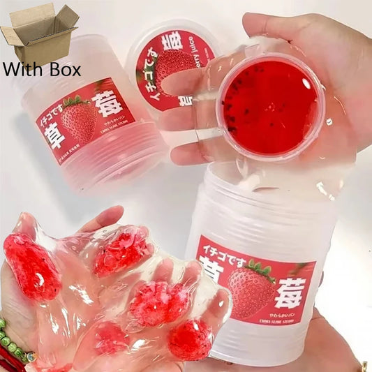 Slime 300ml Fruit Juice Scented Clear Water Slime Crystal Mud Jelly Decompression Kneading Soft Relaxed Pinch Relieve Pressure