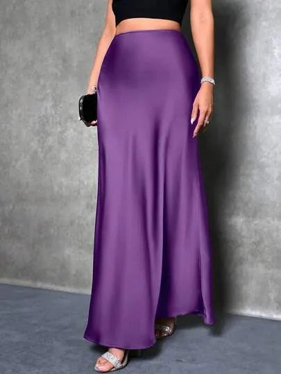 Satin Skirt Woman High Waist Elegant Long Skirts For Women Fashion Summer Midi Office Lady Pencil Cocktail Party Wedding Skirt