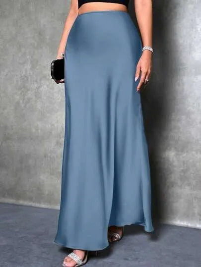 Satin Skirt Woman High Waist Elegant Long Skirts For Women Fashion Summer Midi Office Lady Pencil Cocktail Party Wedding Skirt