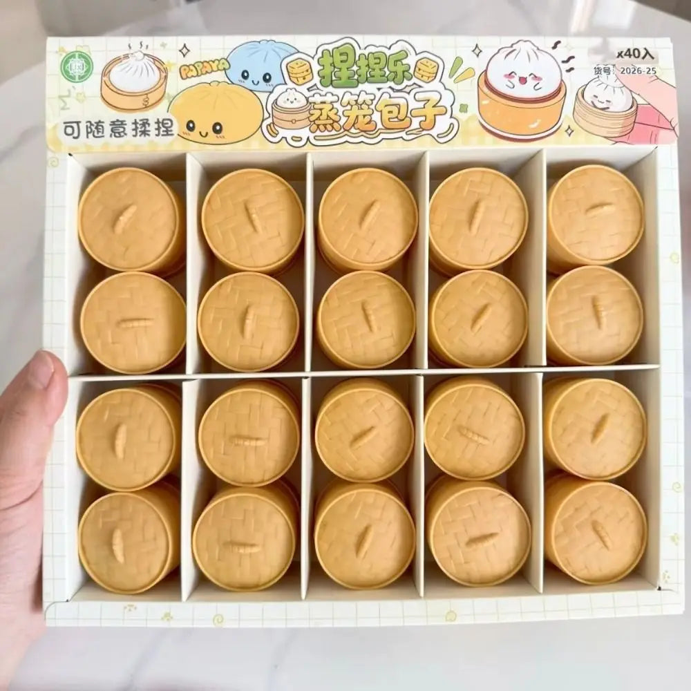 Soft Cute Mini Dumplings Squishy Food Shape With Steamer Squishy Crystal Bun Pinch Squeezable Fidget Sensory Children Gift