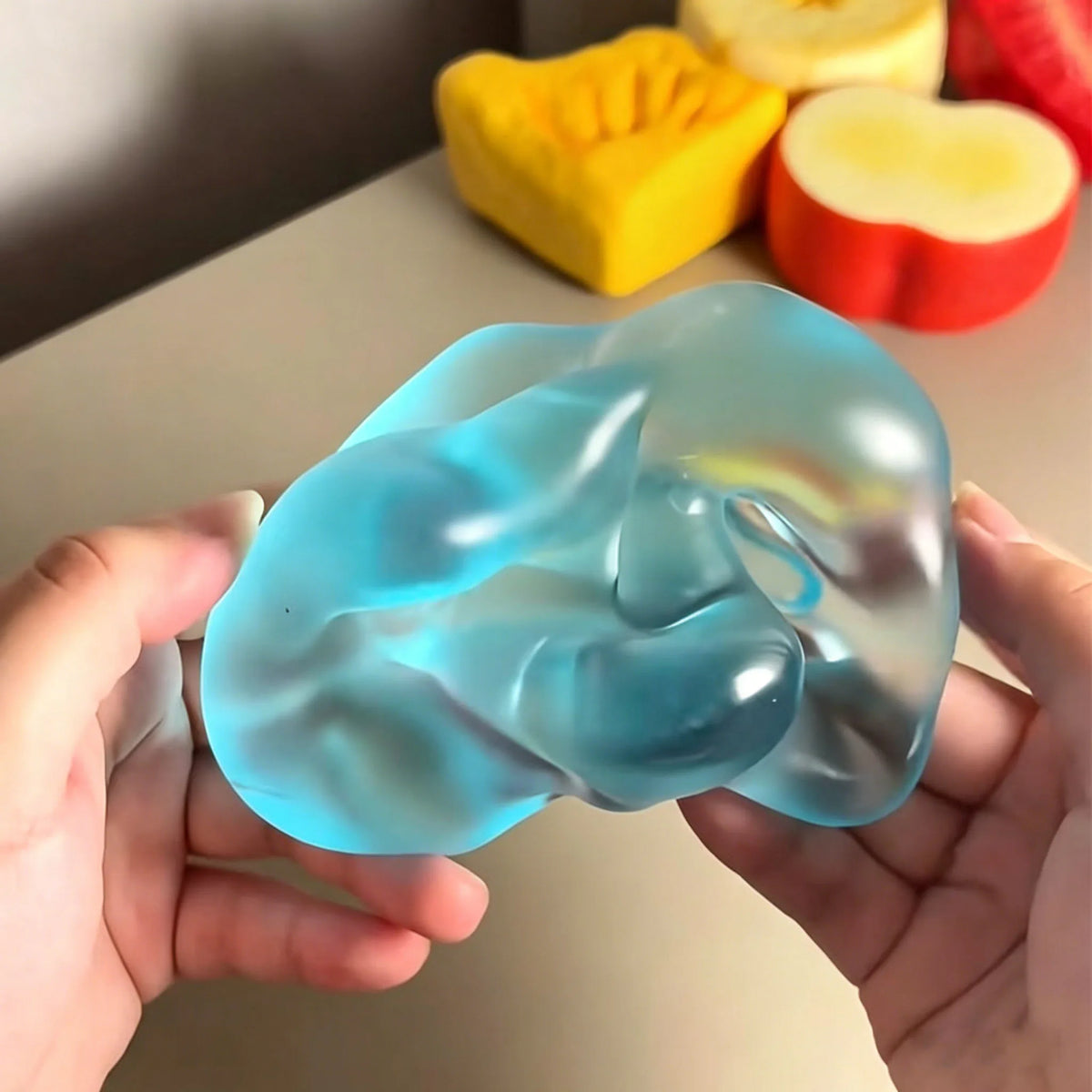 Blue Maltose Squishy Toys Anti Stress Sensory Fidgets Toy Soft Simulated Transparent Blue Maltose Slow-rebound Decompression Toy
