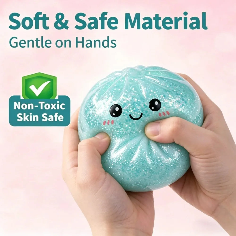 Giant Dumpling Squishy Bun – Glitter Squeeze Toy