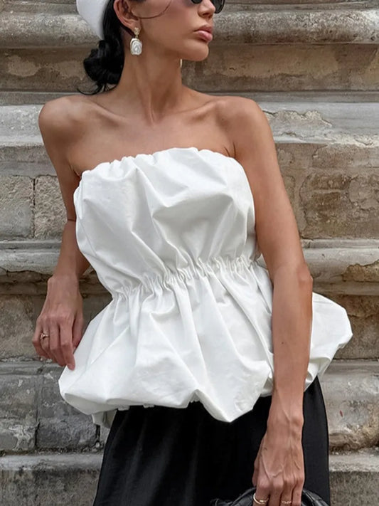 Women Blouses 2026 Spring Summer Sleeveless Strapless Woman Blouse Shirt Office Elegant Work Shirt Top Blusas Mujer De Moda